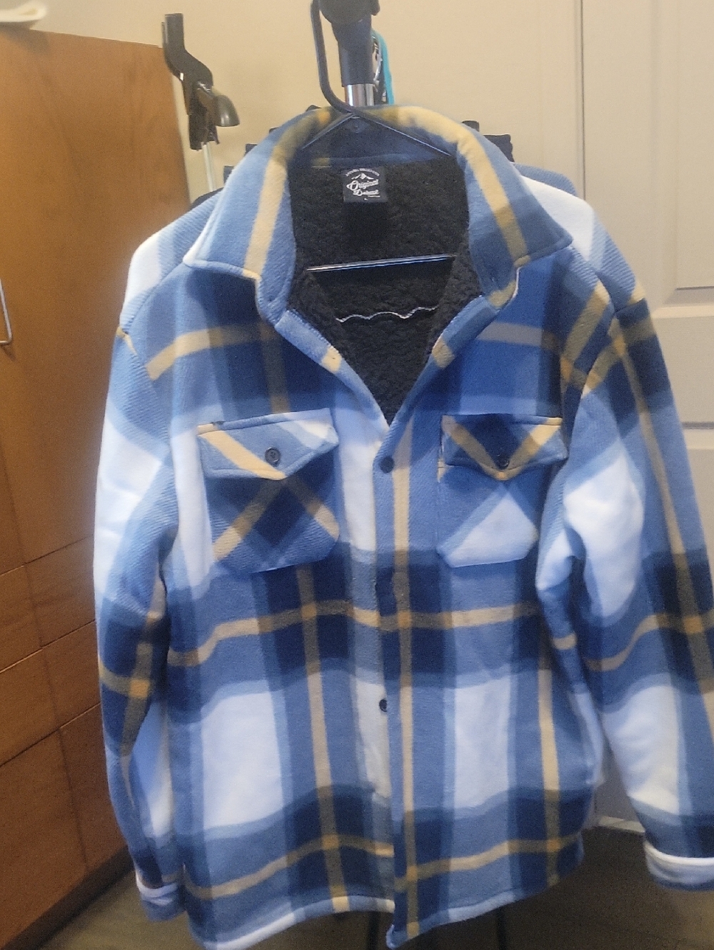 Original Deluxe Blue and White Plaid Lightweight Shirt Jacket
